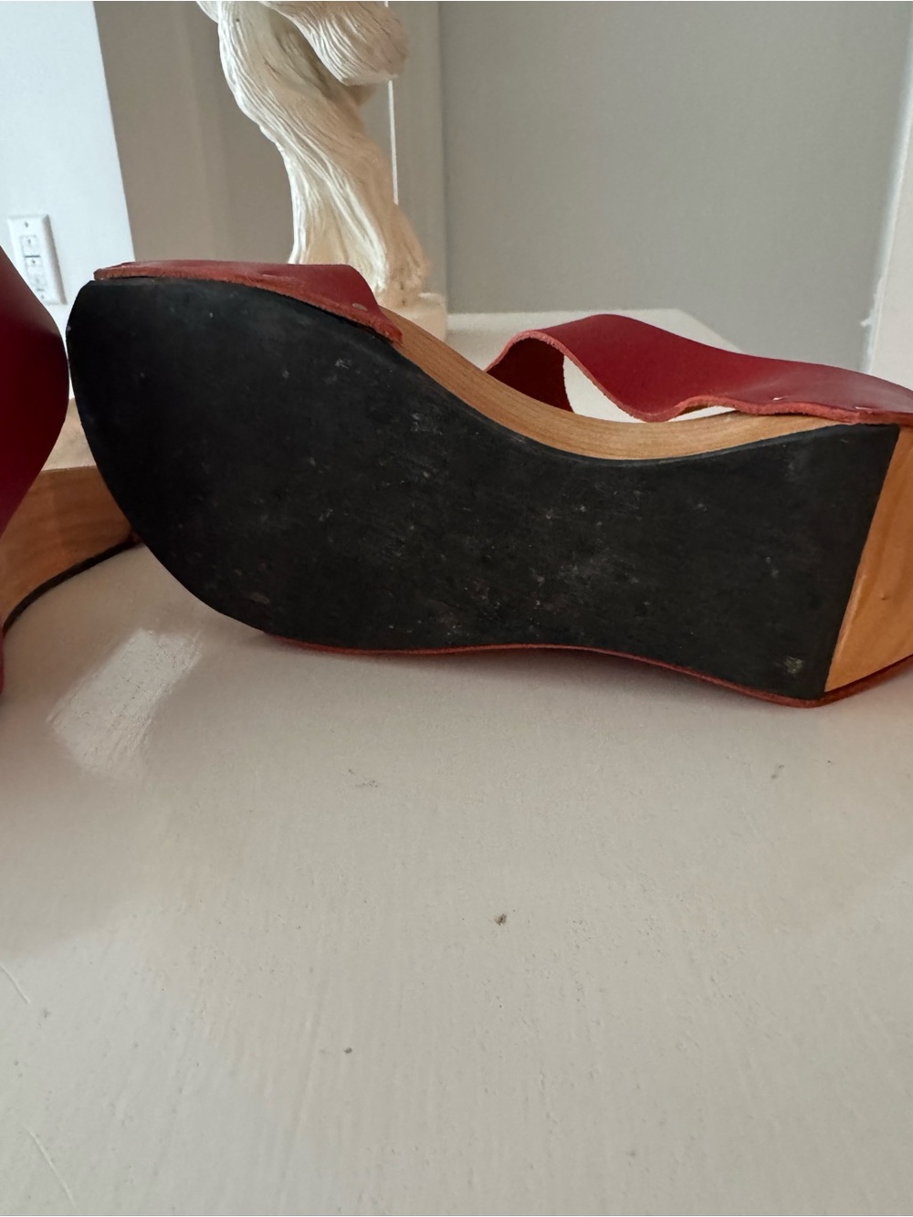 Red Platform Wedge Sandals for Women - Picture 4 of 6
